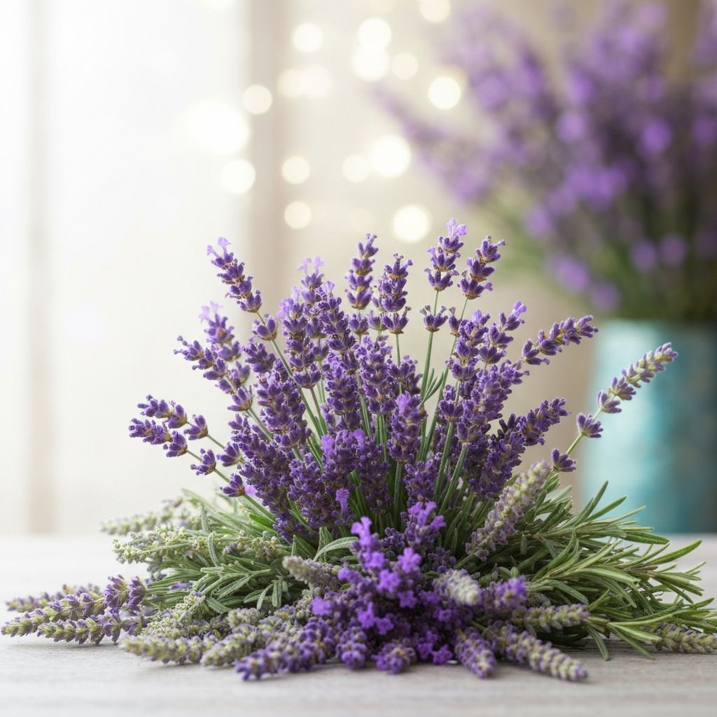Lavender flowers botanical presentation